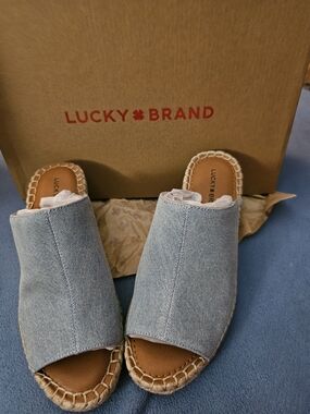 Lucky Brand Light Denim Espadrille Slip-On Mules